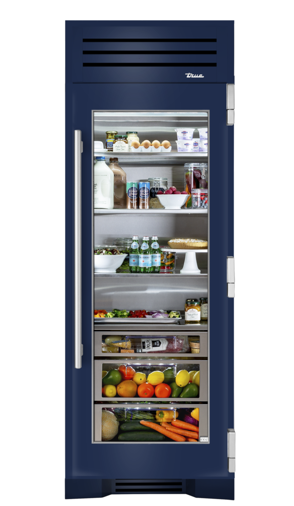 30" Glass Door Refrigerator Column in Cobalt