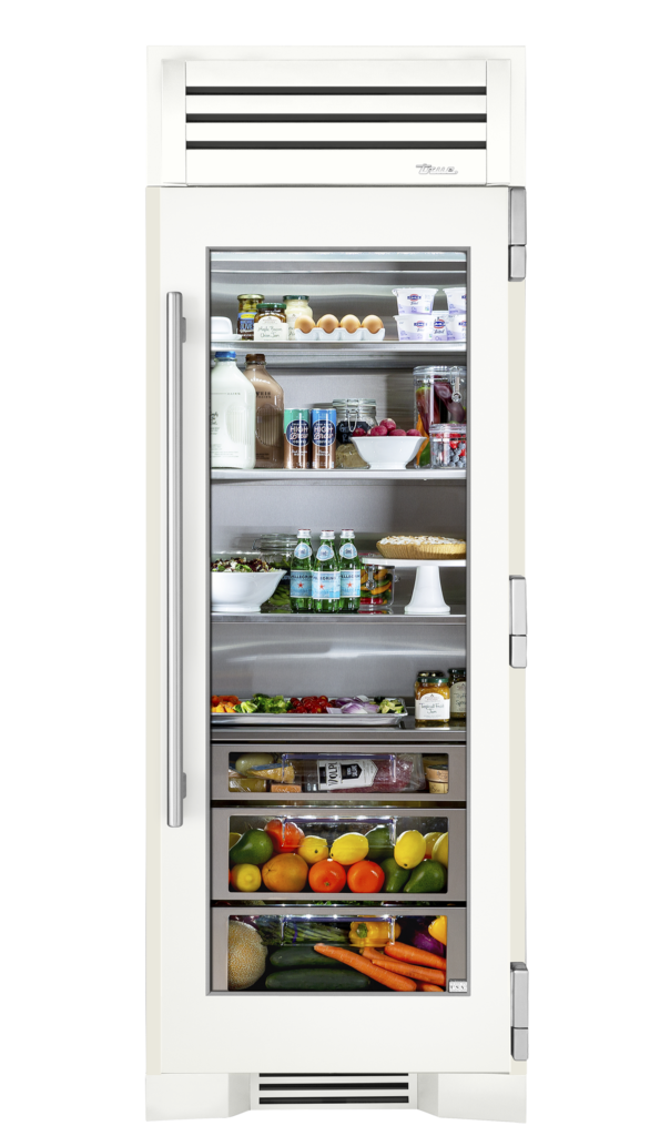 30" Glass Door Refrigerator Column in Matte White