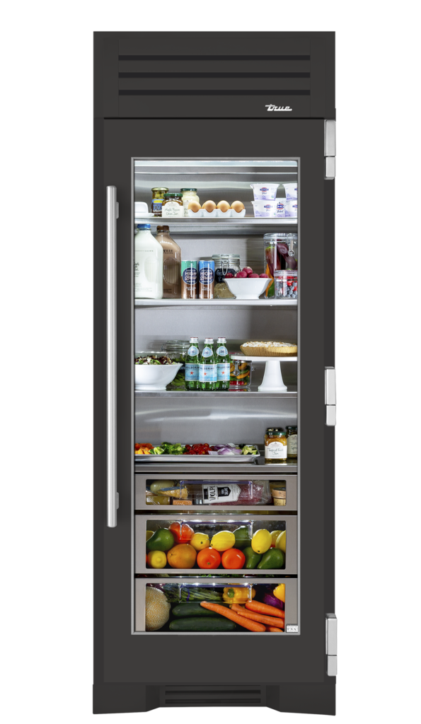 30" Glass Door Refrigerator Column in Ultra Matte Black