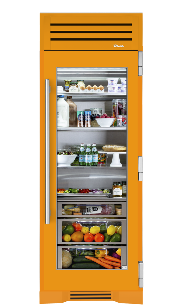 30" Glass Door Refrigerator Column in Saffron