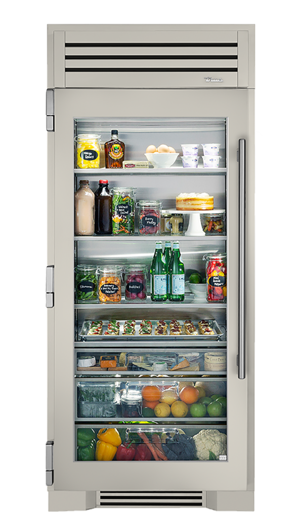 36" Glass Door Refrigerator Column in Antique White