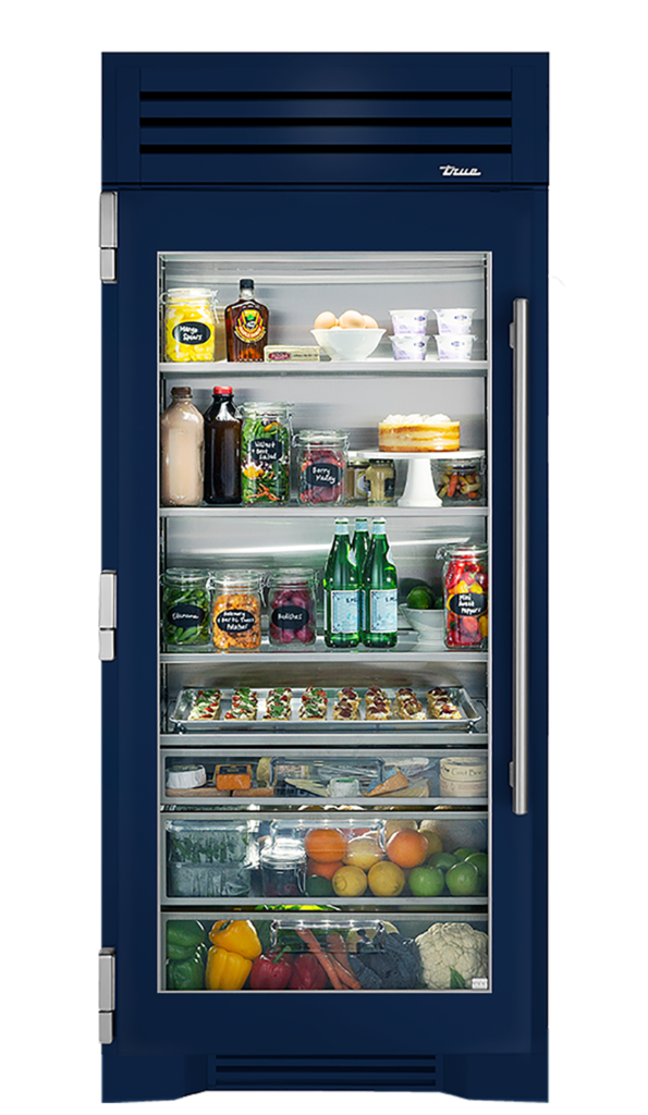 36" Glass Door Refrigerator Column in Cobalt