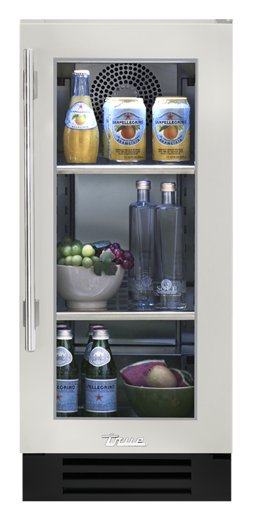 15" undercounter refrigerator in antique white and glass