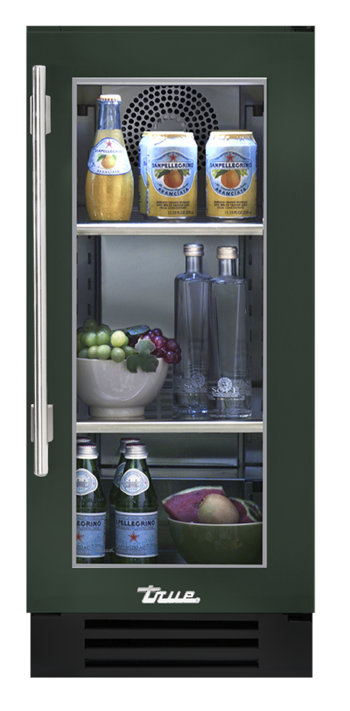 15" undercounter refrigerator in emerald and glass