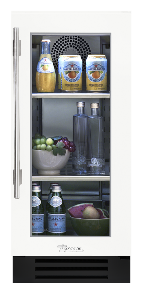 15" undercounter refrigerator in matte white and glass